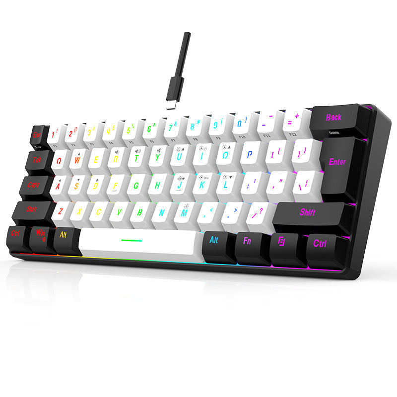 Mini Portable 60% Wired Gaming Keyboard, Compact 61-Key RGB Luminous Translucent USB Keyboard