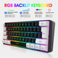 Mini Portable 60% Wired Gaming Keyboard, Compact 61-Key RGB Luminous Translucent USB Keyboard