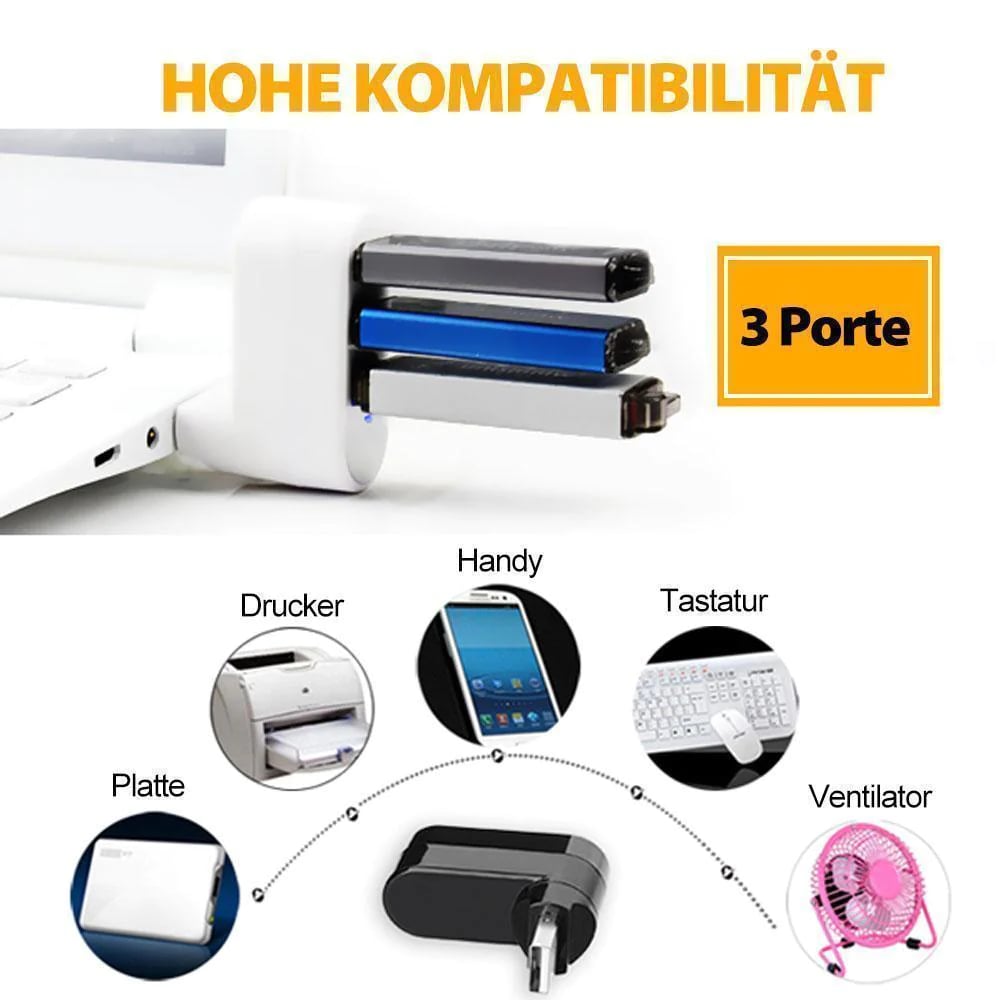 Multifunctional Mini Rotatable 3-Port USB Connector