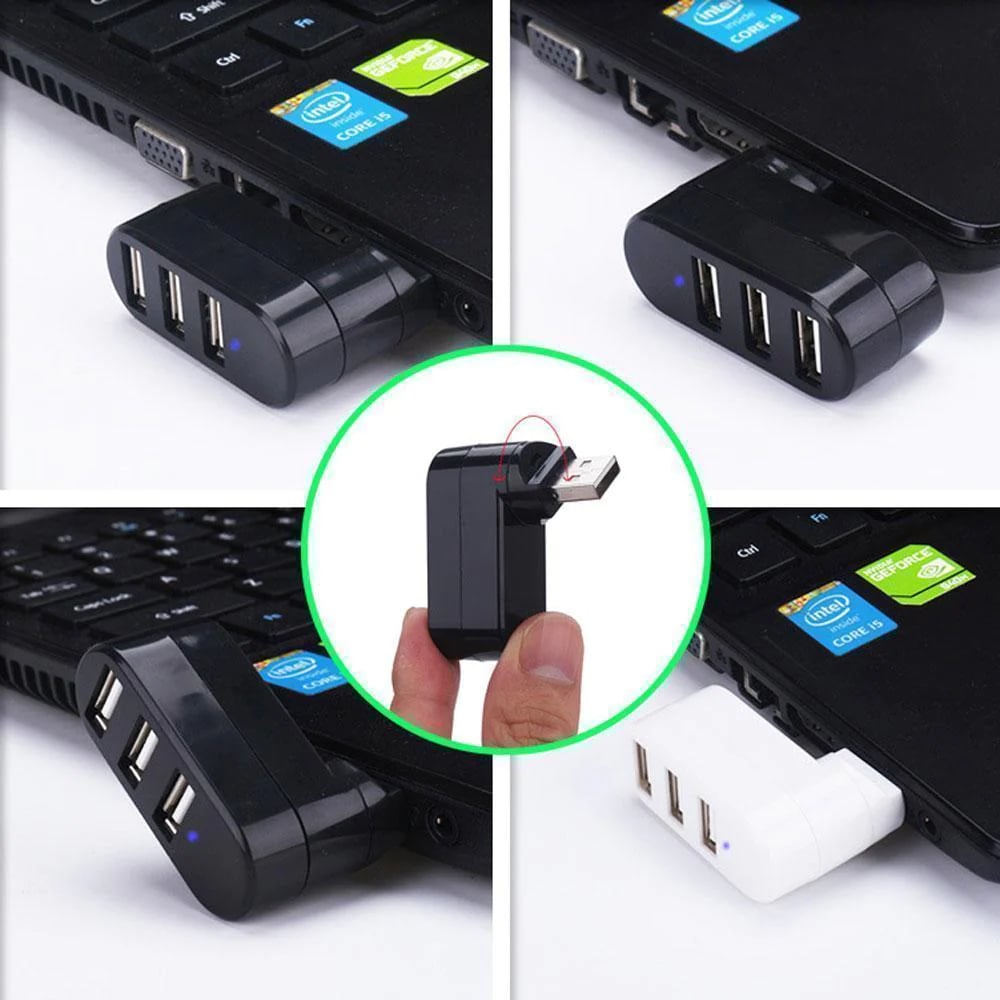 Multifunctional Mini Rotatable 3-Port USB Connector