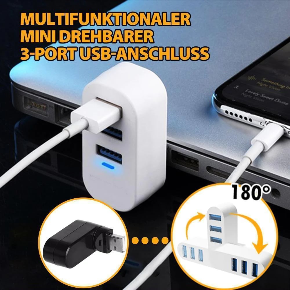 Multifunctional Mini Rotatable 3-Port USB Connector