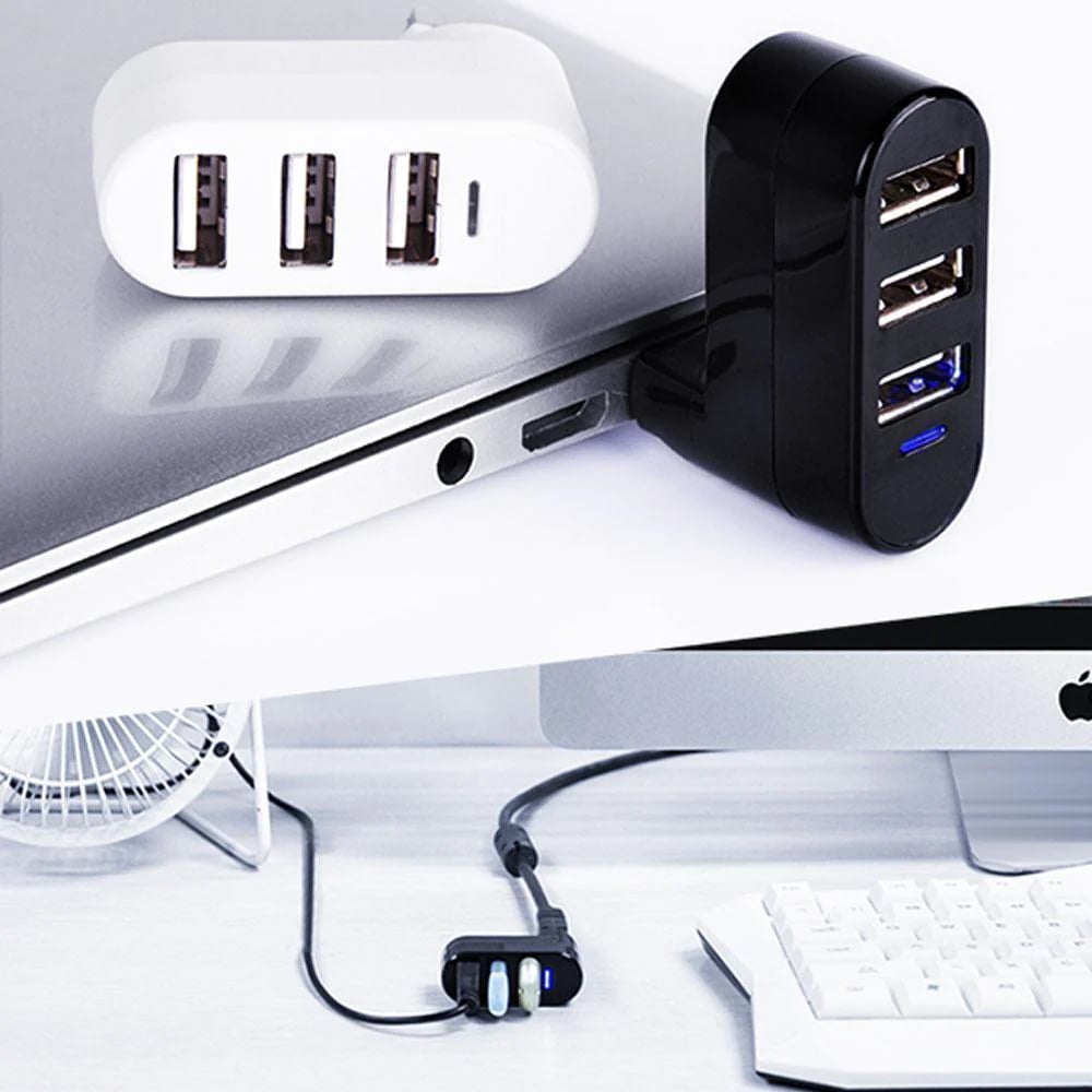 Multifunctional Mini Rotatable 3-Port USB Connector