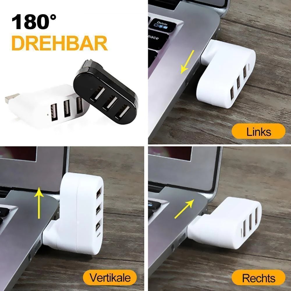 Multifunctional Mini Rotatable 3-Port USB Connector