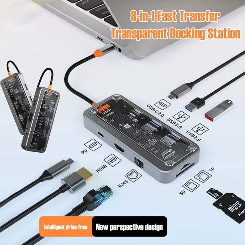 8-in-1 Transparent USB Hub