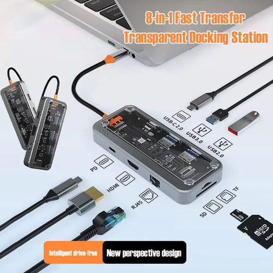 8-in-1 Transparent USB Hub