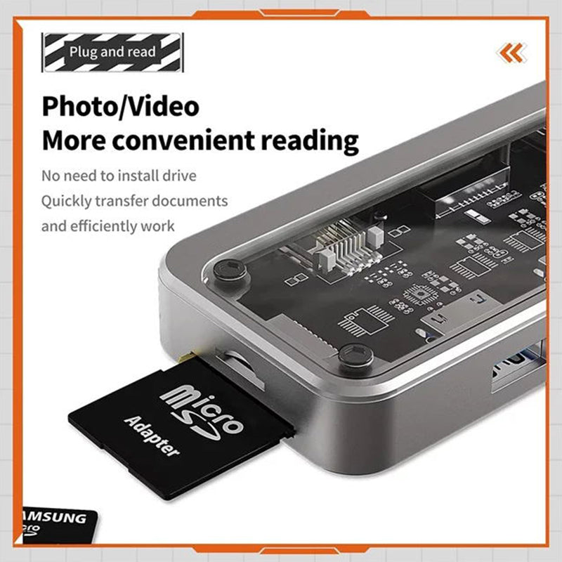 8-in-1 Transparent USB Hub