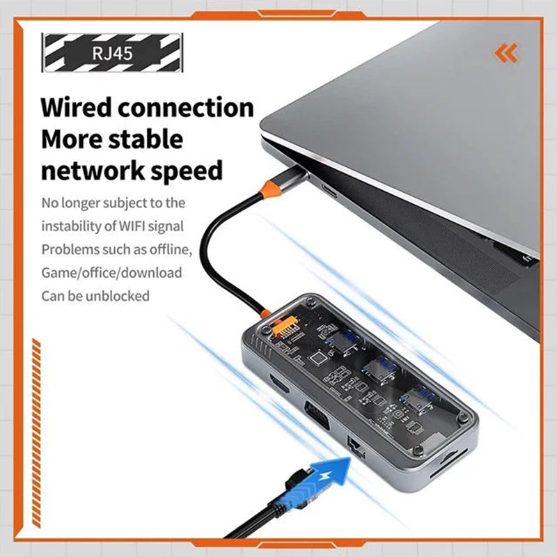 8-in-1 Transparent USB Hub