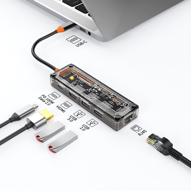 8-in-1 Transparent USB Hub