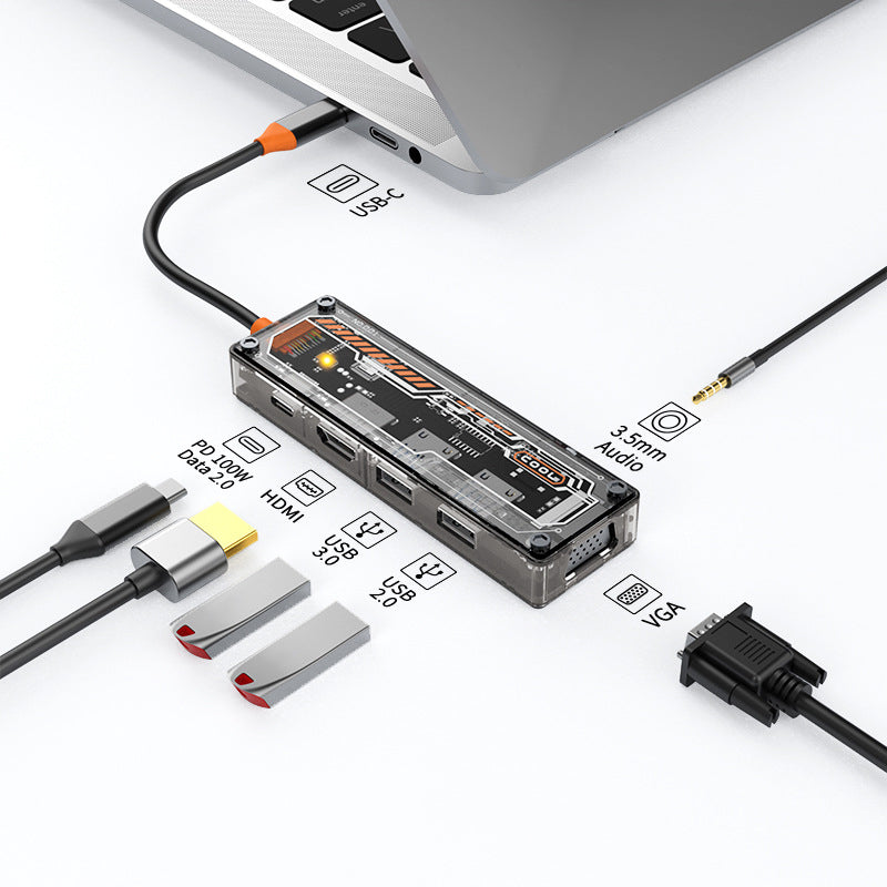 8-in-1 Transparent USB Hub