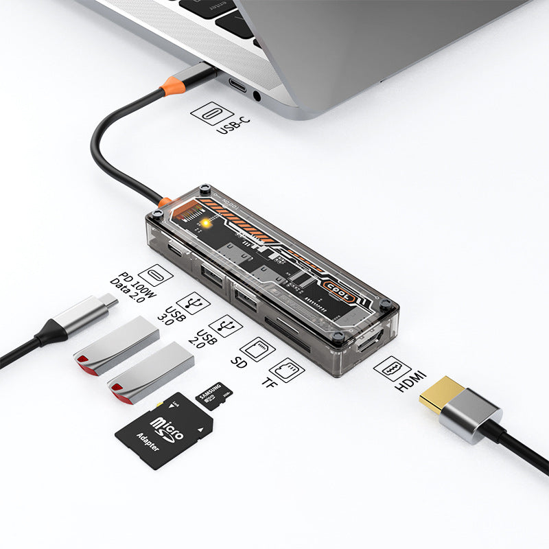 8-in-1 Transparent USB Hub