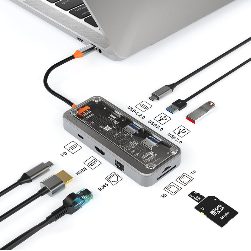 8-in-1 Transparent USB Hub