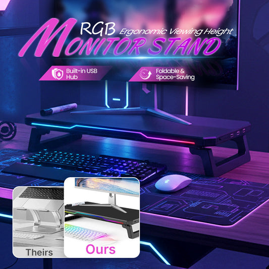 Ergonomic RGB Monitor Stand with USB Hub