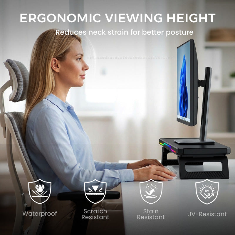 Ergonomic RGB Monitor Stand with USB Hub