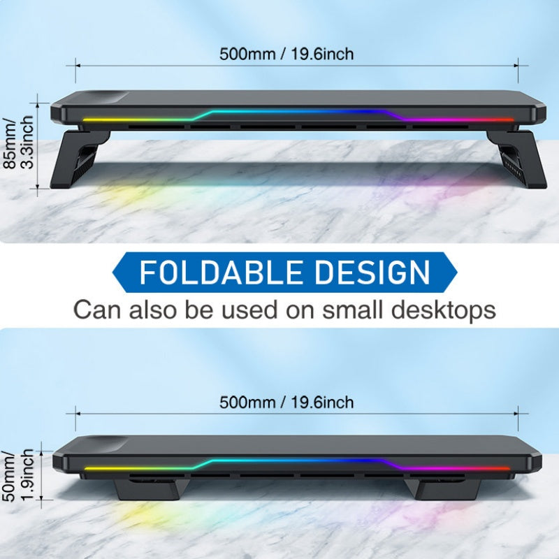 Ergonomic RGB Monitor Stand with USB Hub