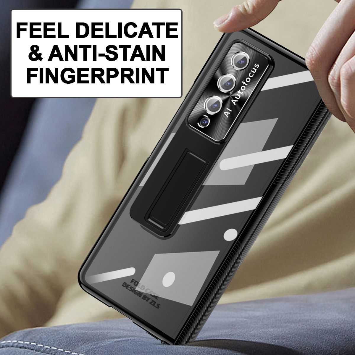 Applicable To Samsung Zfold3/Zfold4 Flat Hinge Folding Electroplated Lens Film Mobile Phone Case