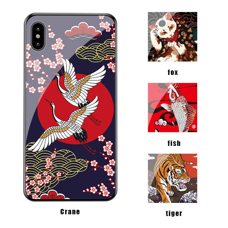 Cartoon Animal Glass Phone Case For iPhone