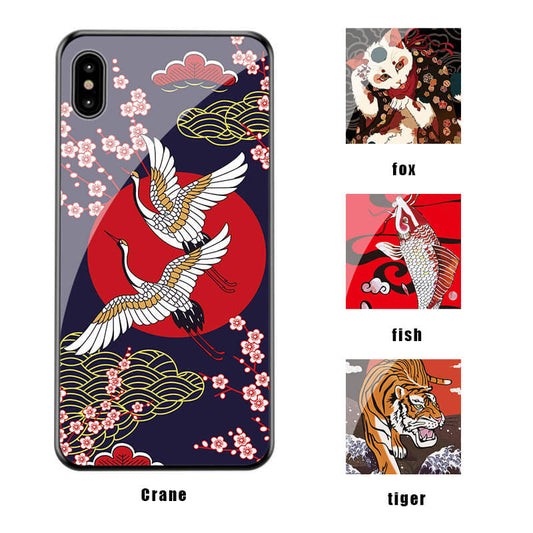 Cartoon Animal Glass Phone Case For iPhone