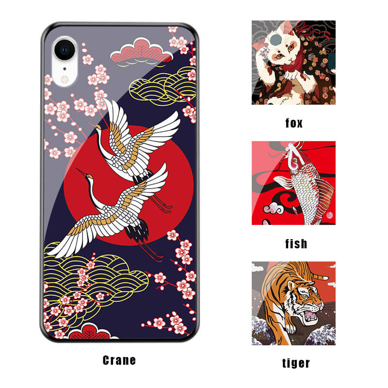 Cartoon Animal Glass Phone Case For iPhone