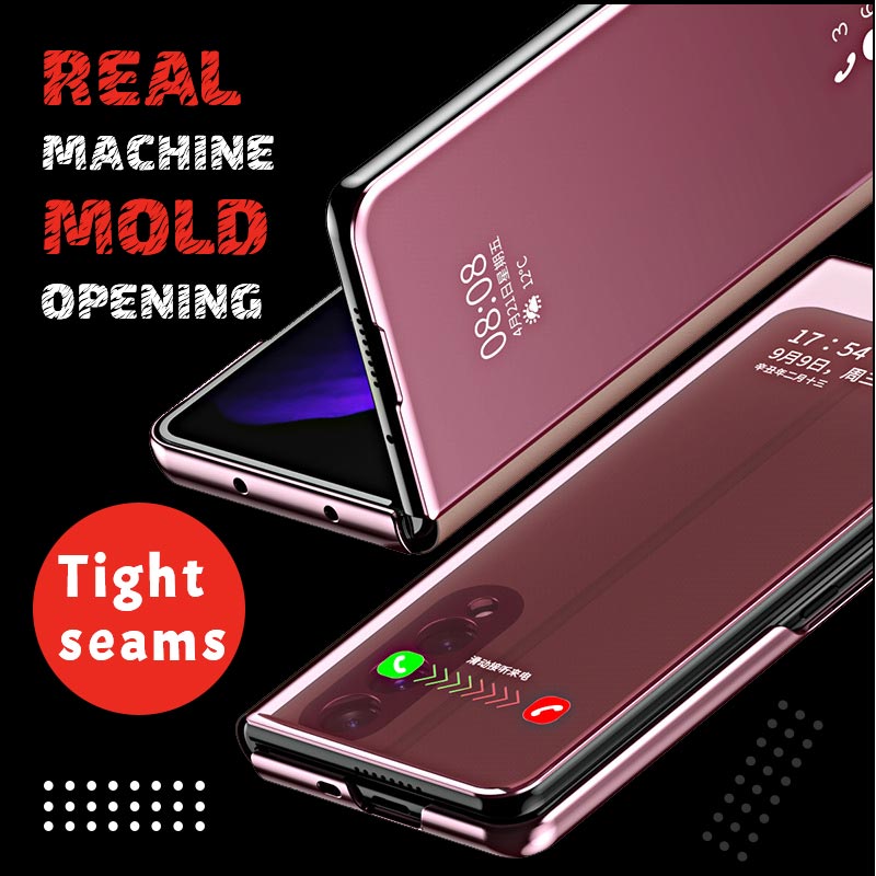 Case For Samsung Galaxy Z Fold3 5G Case Plating Mirror Leather Flip Stand Phone Cover