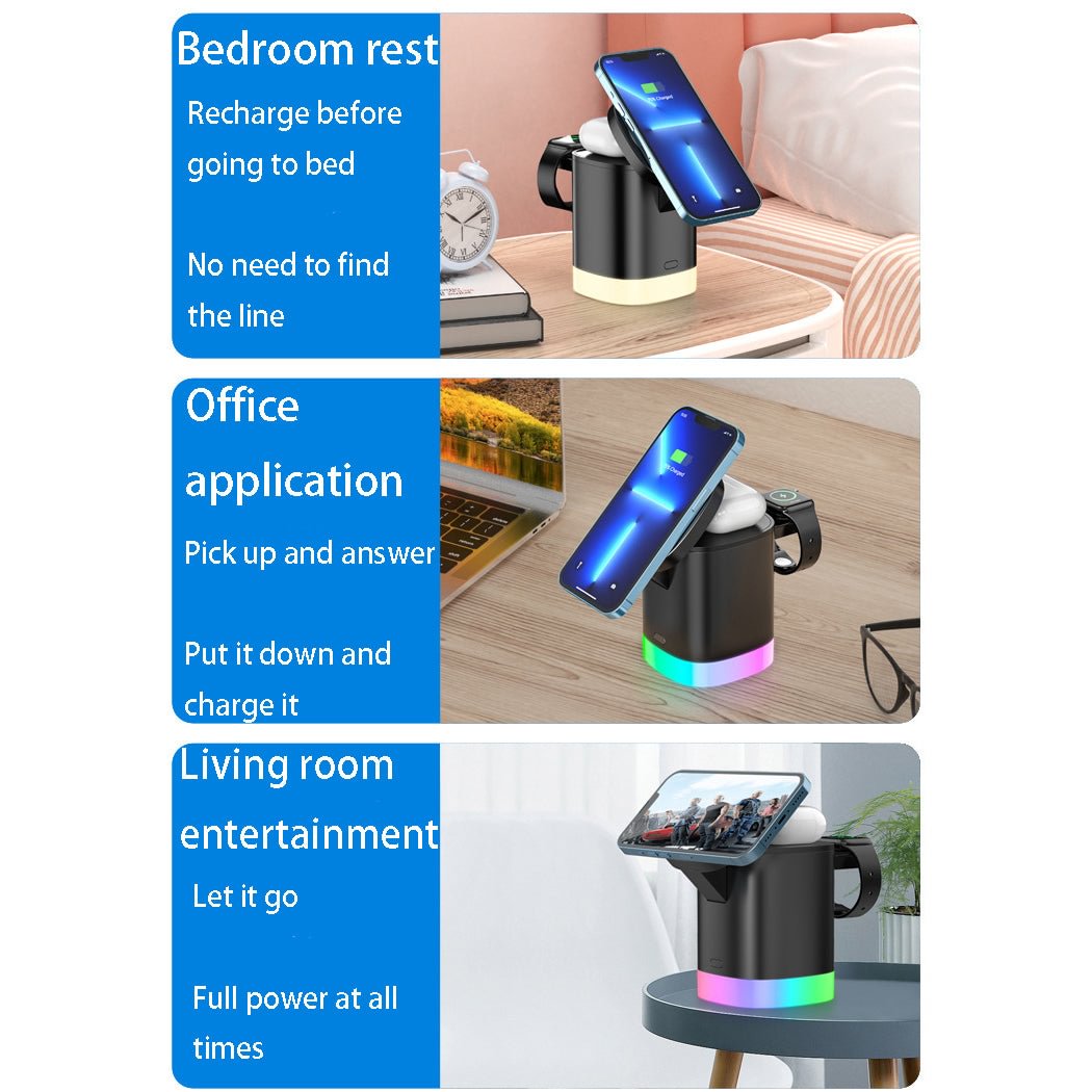 Foldable Three-In-One Mobile Phone Wireless Charging Bracket