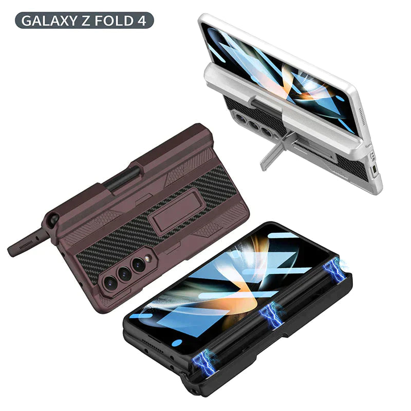 Pousbo® Magnetic Phone Holder Case For Galaxy Z Fold 4 With Screen Protector & S Pen Slot