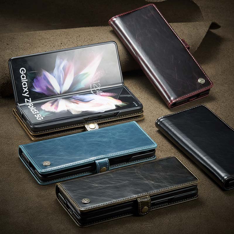 Luxury PU Leather Wallet Flip Case for Samsung Galaxy Z Fold 3 5G