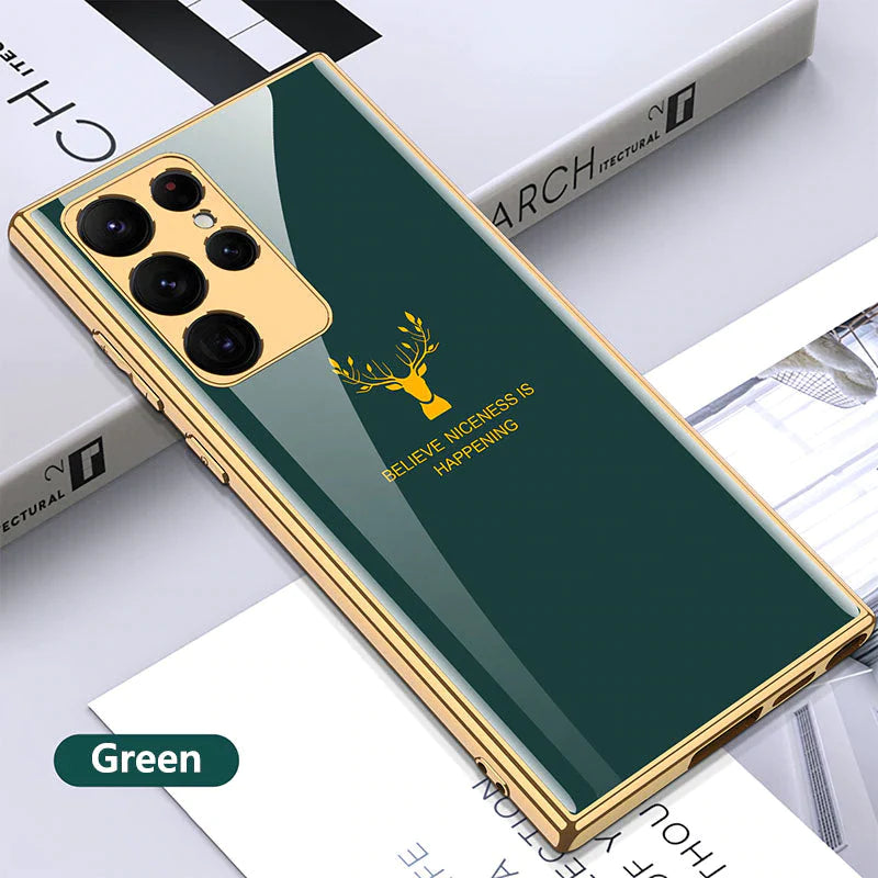 2022 Luxury Deer Pattern CameraAll-inclusive Electroplating Process Case For Samsung S22 S21 Series