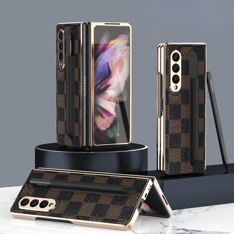 Gray Louis Vuitton Logo Samsung Galaxy Z Fold 3 5G Clear Case