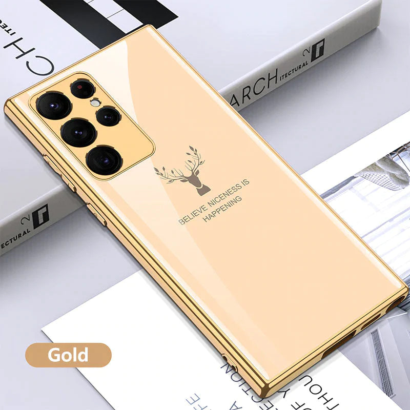 2022 Luxury Deer Pattern CameraAll-inclusive Electroplating Process Case For Samsung S22 S21 Series