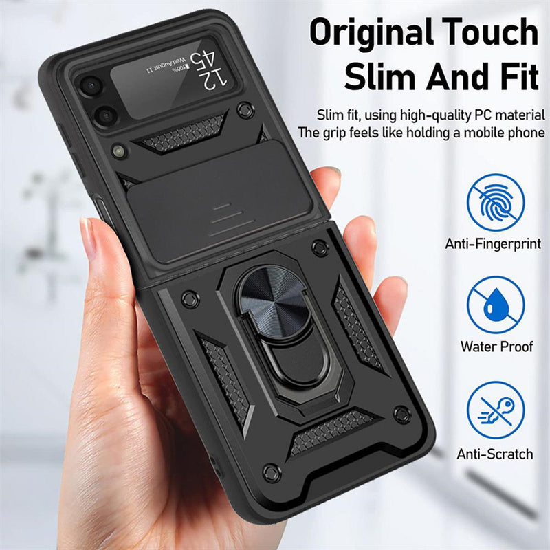 Samsung Z Flip3 Drop-proof Phone Case With Metal Ring Holder