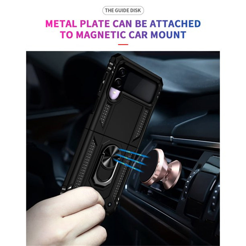 Drop Tested Cover with Magnetic Kickstand Car Mount Protective Case for Samsung Galaxy Z Flip3 Flip4 5G