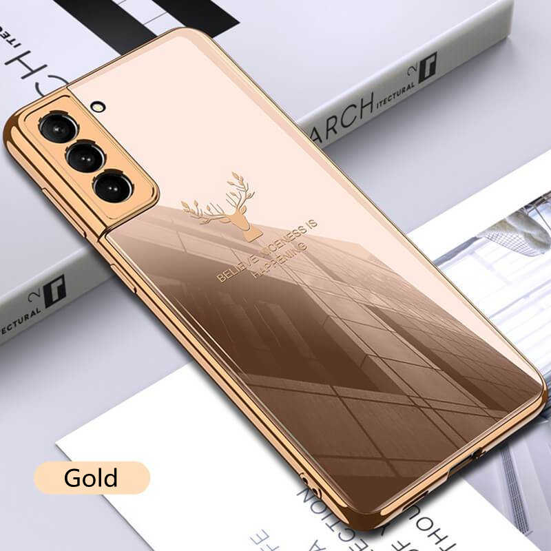 2022 Luxury Deer Pattern CameraAll-inclusive Electroplating Process Case For Samsung S22 S21 Series