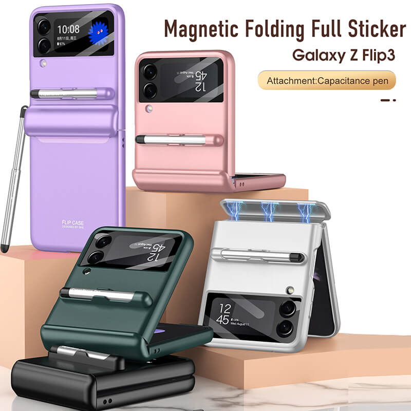 2022 Magnetic All-included Shockproof Plastic Hard Cover For Samsung Galaxy Z Flip 3 5G