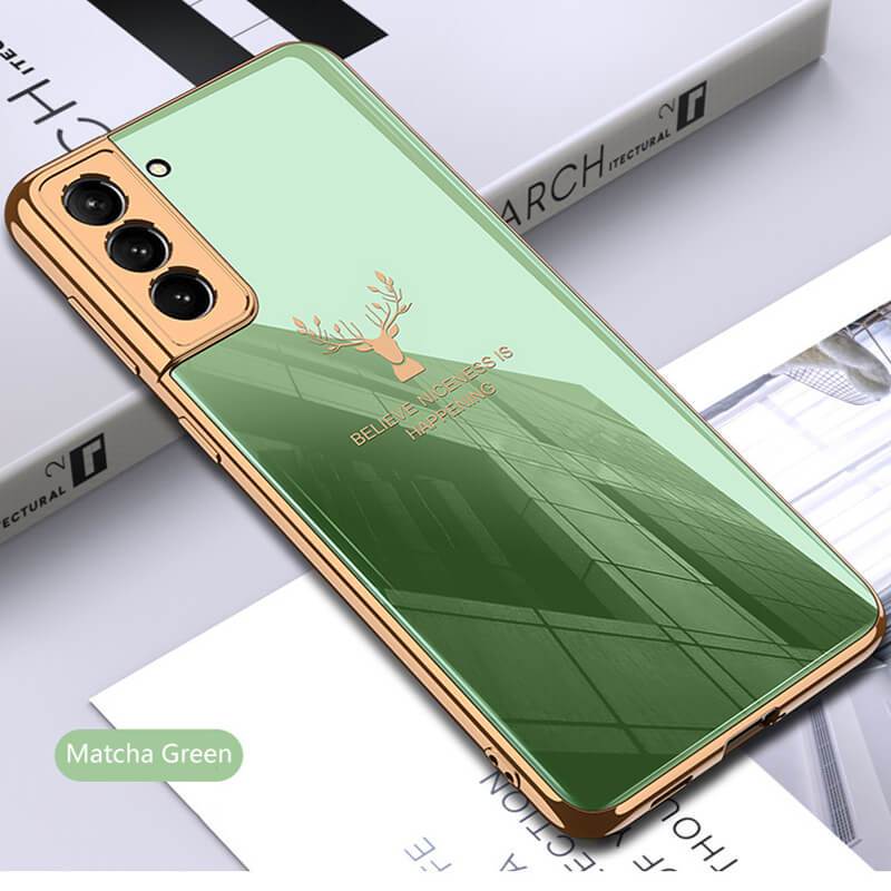 2022 Luxury Deer Pattern CameraAll-inclusive Electroplating Process Case For Samsung S22 S21 Series