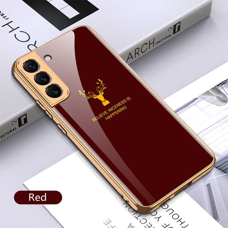 2022 Luxury Deer Pattern CameraAll-inclusive Electroplating Process Case For Samsung S22 S21 Series